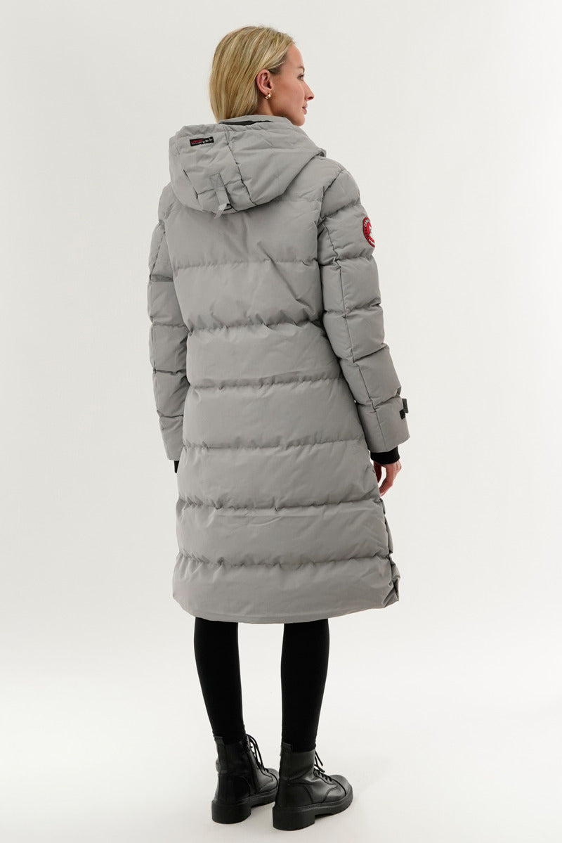 Canada Weather Gear Quilted Maxi Parka Jacket - Grey - Womens Parka Jackets - Canada Weather Gear