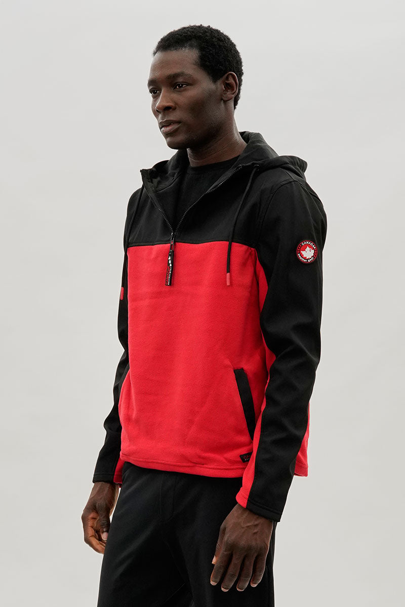 Canada Weather Gear Colour Block Half Zip Hoodie - Red