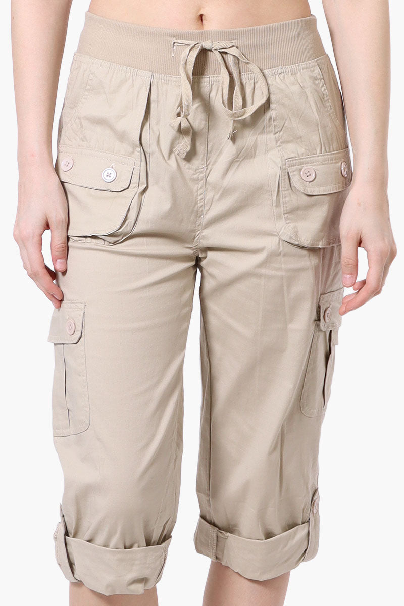 Canada Weather Gear Tie Waist Cargo Capris - Beige - Womens Shorts & Capris - Canada Weather Gear