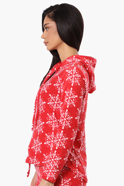 Canada Weather Gear Snowflake Pattern Hooded Pajama Top - Red - Womens Pajamas - Canada Weather Gear