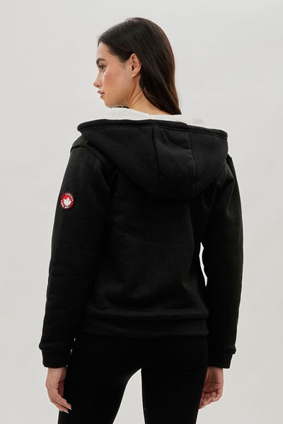 Canada Weather Gear Sherpa Lined Zip Up Lightweight Jacket - Black - Womens Lightweight Jackets - Canada Weather Gear