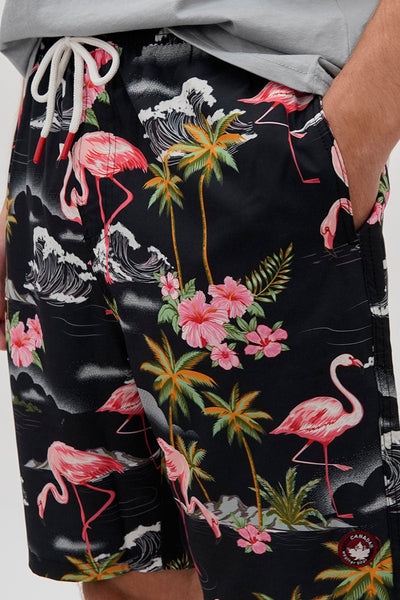 Canada Weather Gear Tropical Print Swim Shorts - Black - Mens Shorts & Capris - Canada Weather Gear