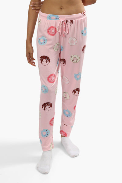 Cuddly Canuckies Donut Print Pajama Pants - Pink - Womens Pajamas - Canada Weather Gear