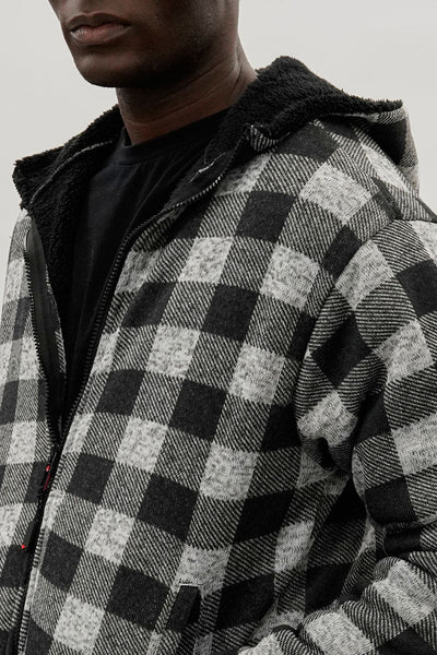 Canada Weather Gear Hooded Sherpa Lined Lightweight Jacket - Black