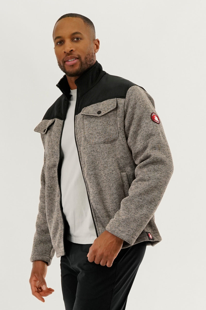 Canada Weather Gear Sherpa Lined Fleece Lightweight Jacket - Taupe - Mens Lightweight Jackets - Canada Weather Gear