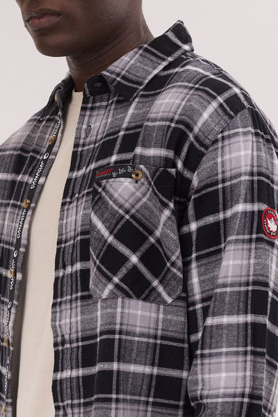 Canada Weather Gear Flannel Button Up Casual Shirt - Grey