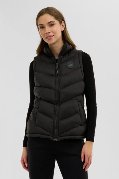Canada Weather Gear Chevron Puffer Vest - Black - Womens Vests - Canada Weather Gear