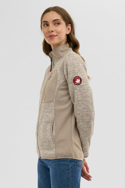 Canada Weather Gear Fleece Zip Up Lightweight Jacket - Cream - Womens Lightweight Jackets - Canada Weather Gear