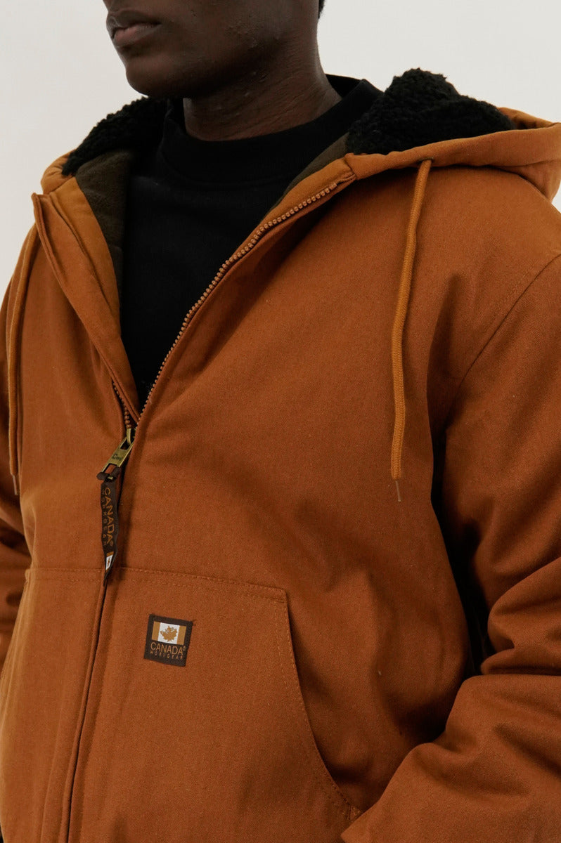 Canada Work Gear Sherpa Lined Bomber Jacket - Caramel - Mens Bomber Jackets - Canada Weather Gear