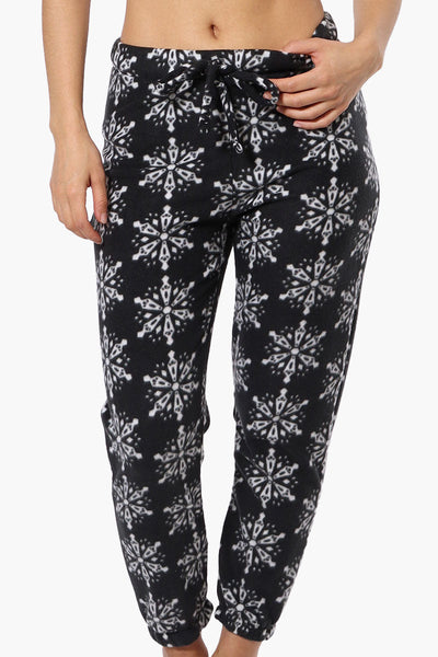 Canada Weather Gear Snowflake Pattern Fleece Pajama Bottoms - Black - Womens Pajamas - Canada Weather Gear