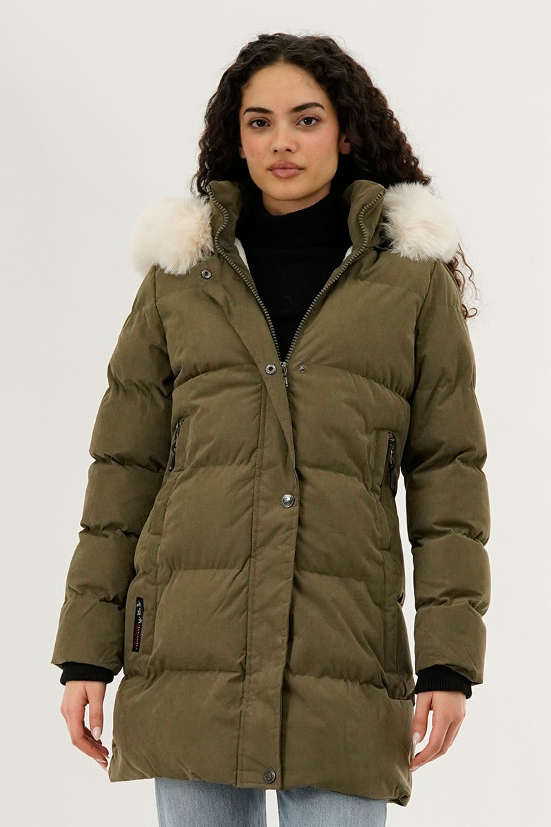 Canada Weather Gear Hip Length Parka Jacket - Green - Womens Parka Jackets - Canada Weather Gear