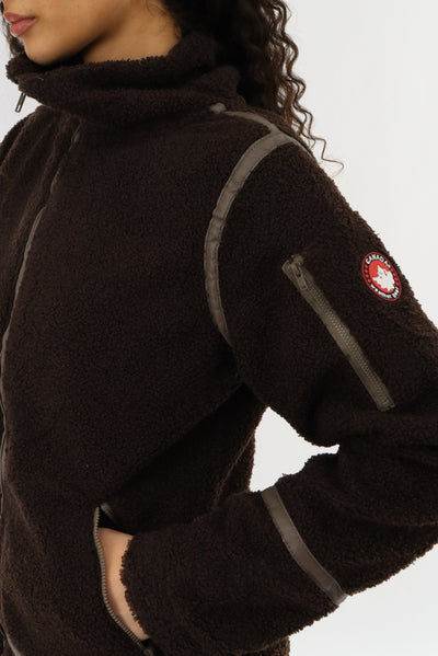 Canada Weather Gear Sherpa Contrast Lightweight Jacket - Brown - Womens Lightweight Jackets - Canada Weather Gear