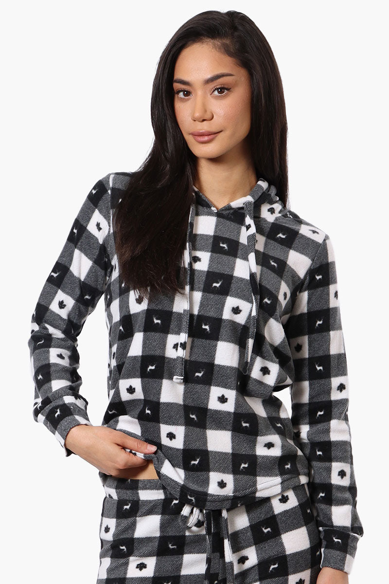 Canada Weather Gear Plaid Hooded Pajama Top - Black - Womens Pajamas - Canada Weather Gear