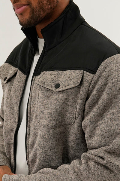 Canada Weather Gear Sherpa Lined Fleece Lightweight Jacket - Taupe - Mens Lightweight Jackets - Canada Weather Gear
