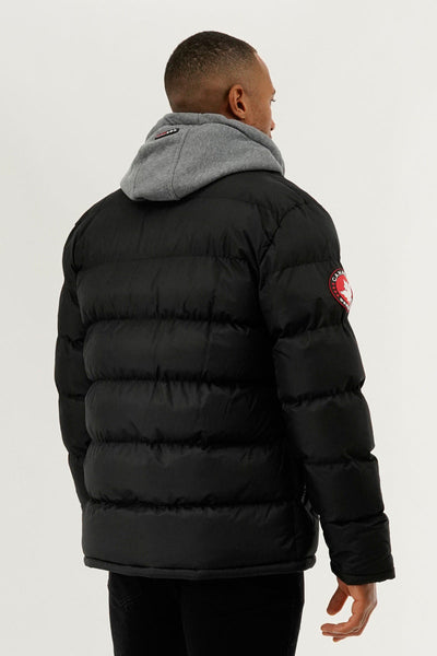 Canada Weather Gear Fleece Hood Puffer Bomber Jacket - Black - Mens Bomber Jackets - Canada Weather Gear