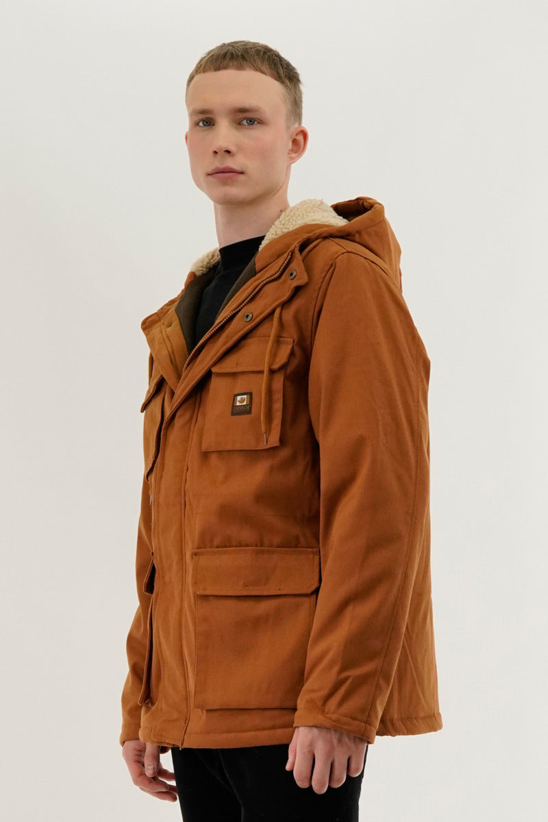 Canada Work Gear Canvas Sherpa Lined Parka Jacket - Brown - Mens Parka Jackets - Canada Weather Gear