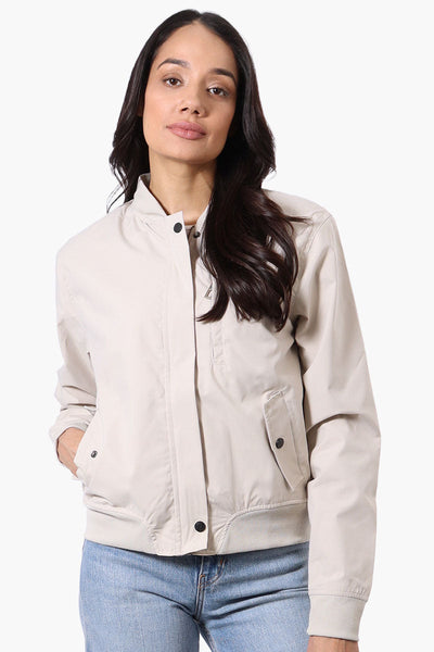Canada Weather Gear Basic Zip Up Bomber Lightweight Jacket - Cream - Womens Lightweight Jackets - Canada Weather Gear