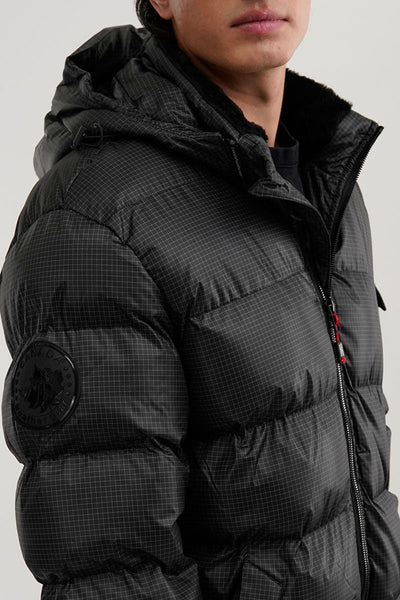 Canada Weather Gear Grid Pattern Puffer Parka Jacket - Black