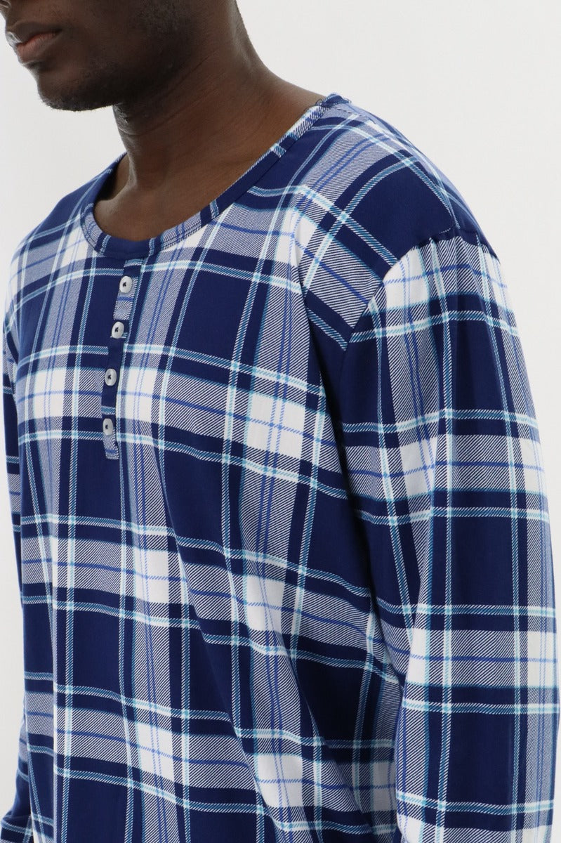 Canada Weather Gear Long Sleeve Printed Pajama Top - Blue - Mens Pajamas - Canada Weather Gear