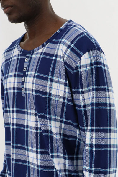 Canada Weather Gear Long Sleeve Printed Pajama Top - Blue - Mens Pajamas - Canada Weather Gear