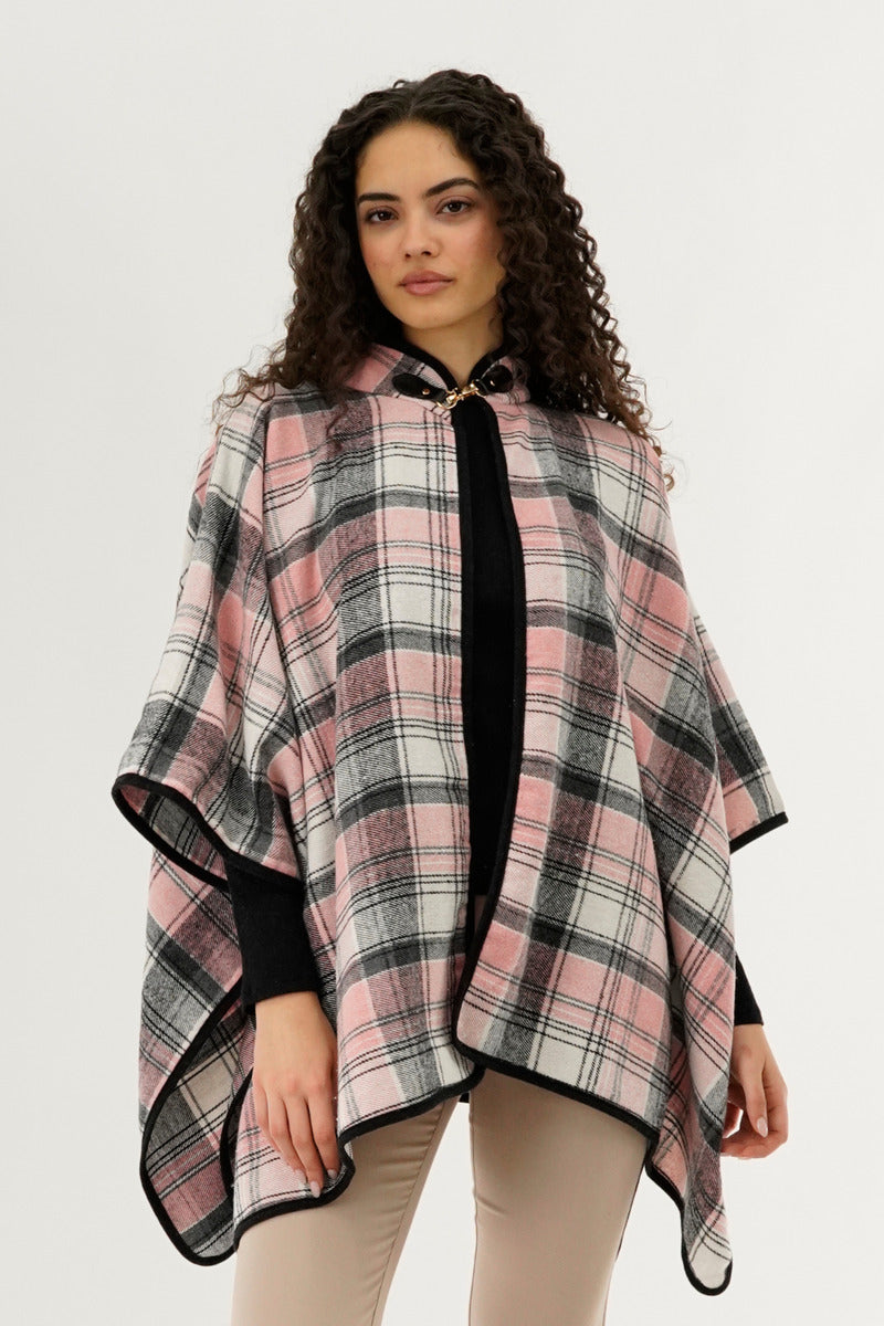 Canada Weather Gear Plaid Tartan Poncho - Pink - Womens Ponchos - Canada Weather Gear