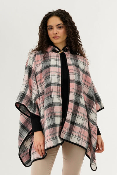 Canada Weather Gear Plaid Tartan Poncho - Pink - Womens Ponchos - Canada Weather Gear