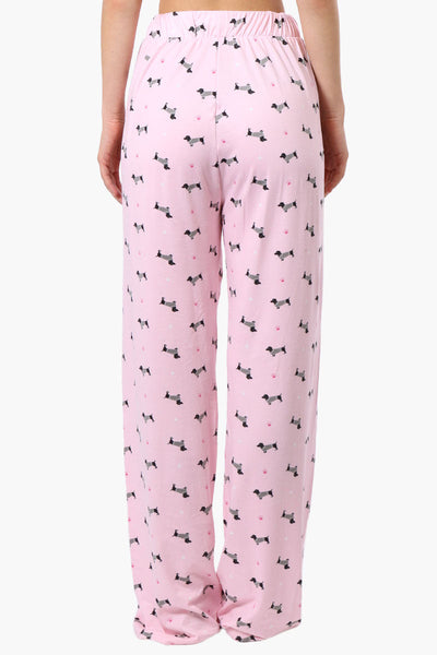 Canada Weather Gear Dachshund Pattern Wide Leg Pajama Pants - Pink - Womens Pajamas - Canada Weather Gear