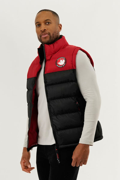 Canada Weather Gear Colour Block Puffer Vest - Red - Mens Vests - Canada Weather Gear