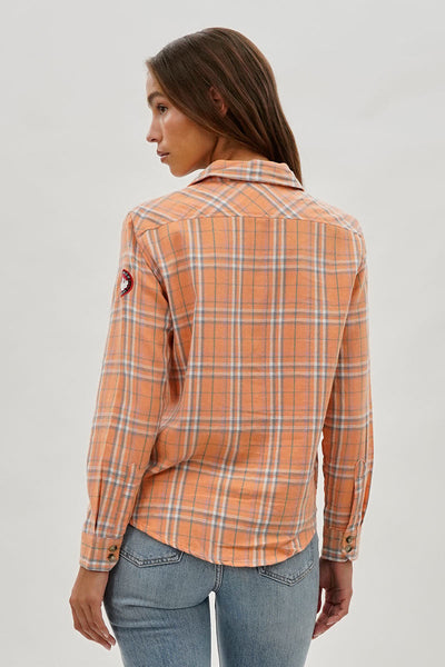 Canada Weather Gear Plaid Button Up Shirt - Peach - Womens Shirts & Blouses - Canada Weather Gear