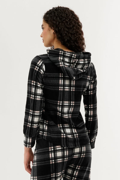 Canada Weather Gear Plaid Hooded Pajama Top - Black - Womens Pajamas - Canada Weather Gear