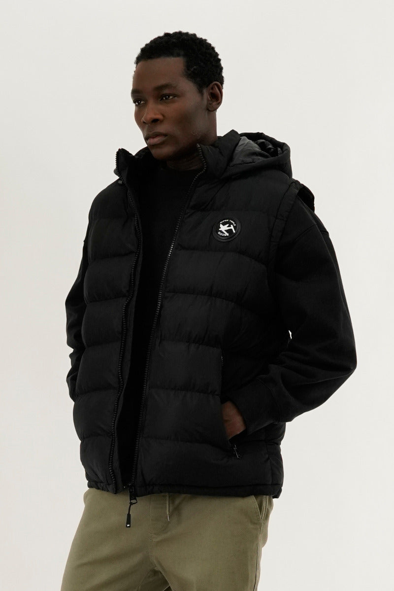 Super Triple Goose Colour Block Hooded Vest - Black - Mens Vests - Canada Weather Gear