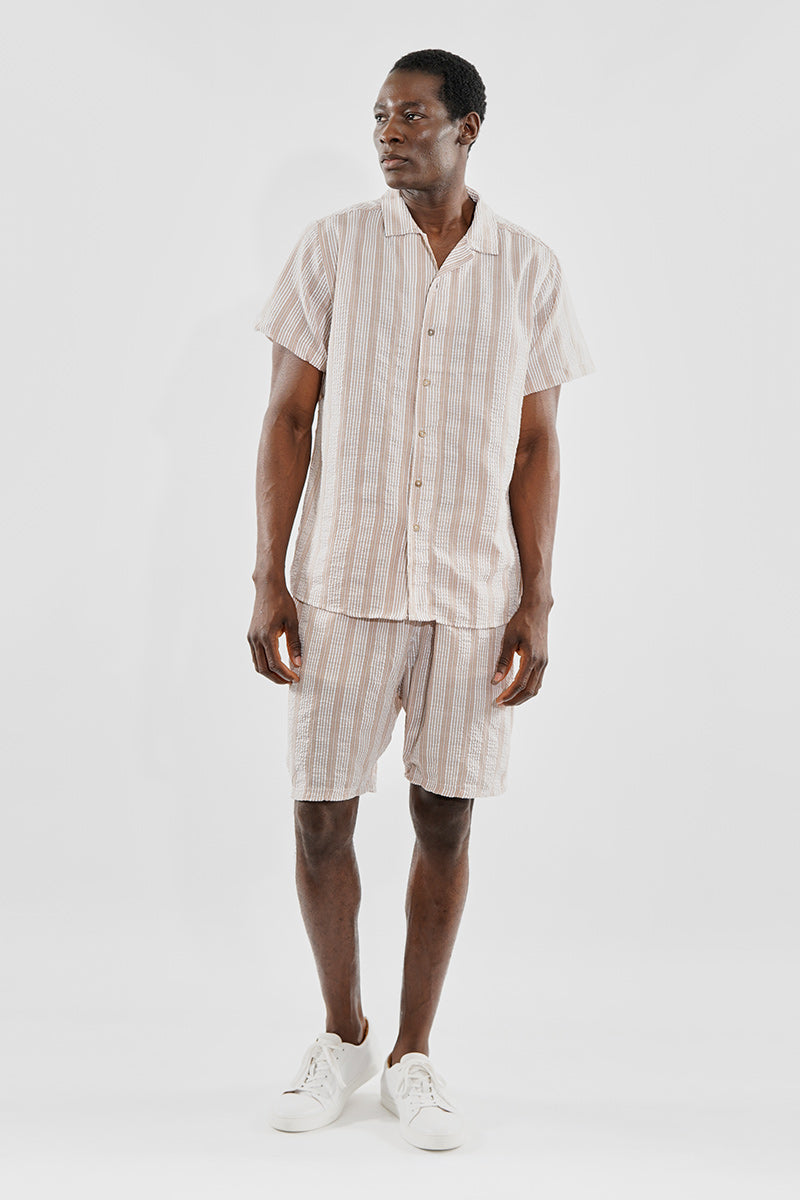 Canada Weather Gear Vintage Striped Tie Waist Shorts - Beige - Mens Shorts & Capris - Canada Weather Gear