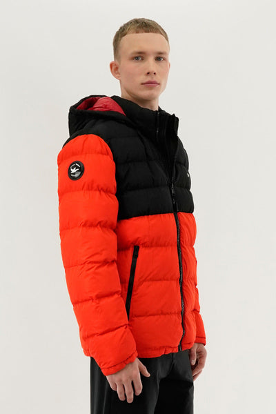Super Triple Goose Colour Block Puffer Bomber Jacket - Orange - Mens Bomber Jackets - Canada Weather Gear