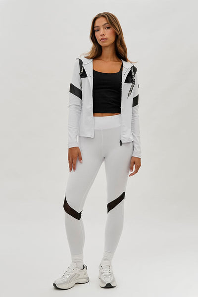 Super Triple Goose Mesh Detail Leggings - White - Womens Leggings - Canada Weather Gear