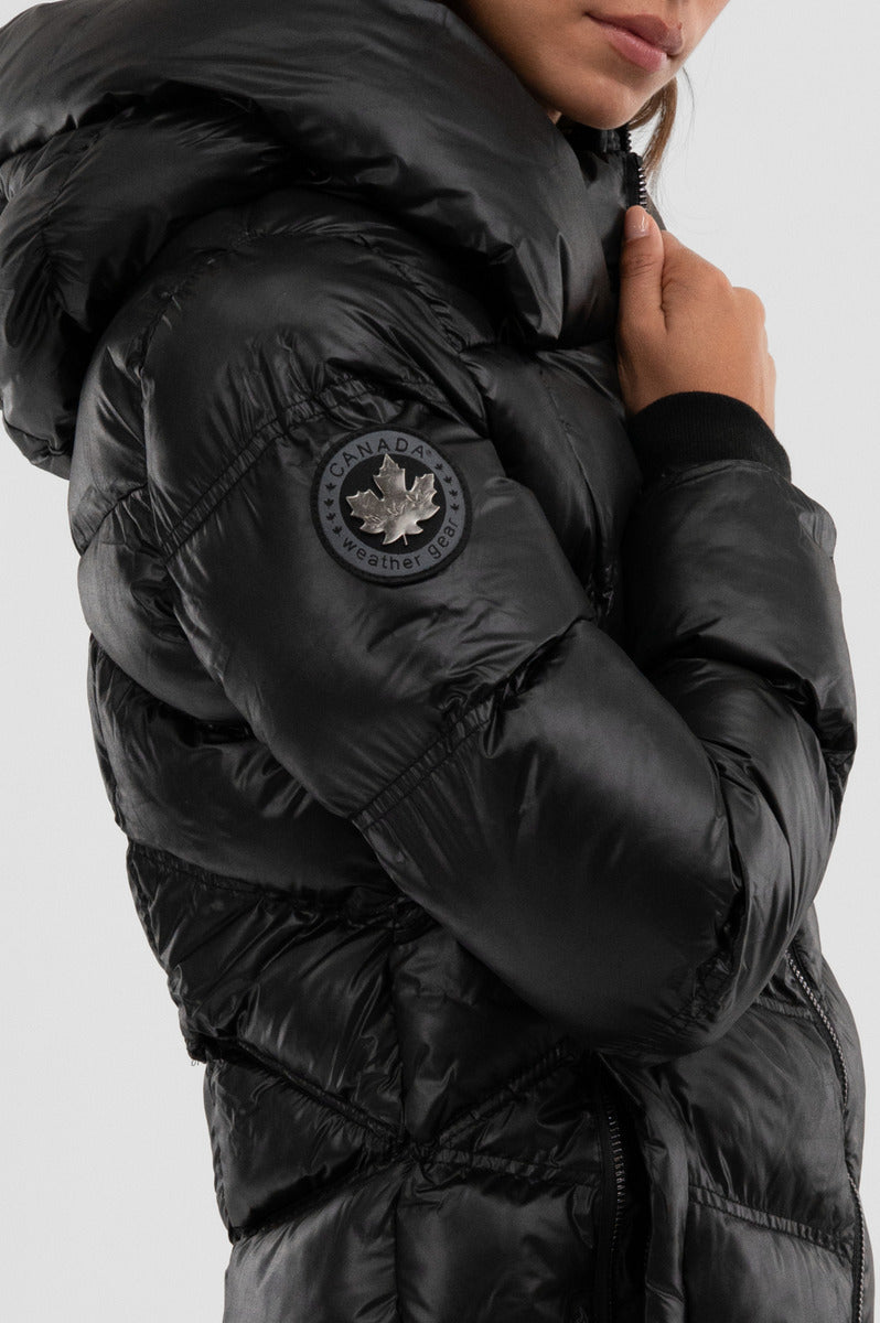 Canada Weather Gear Chevron Quilted Parka Jacket - Black