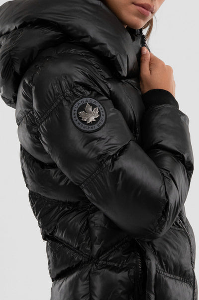 Canada Weather Gear Chevron Quilted Parka Jacket - Black
