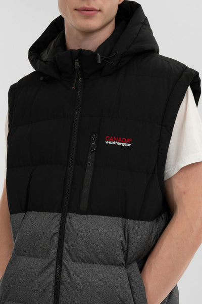 Canada Weather Gear Colour Block Zip Off Sleeve Bomber Jacket - Black
