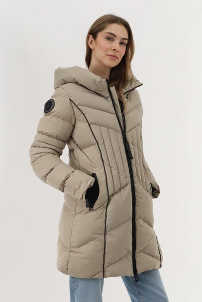 Canada Weather Gear Quilted Hooded Parka Jacket - Beige - Womens Parka Jackets - Canada Weather Gear