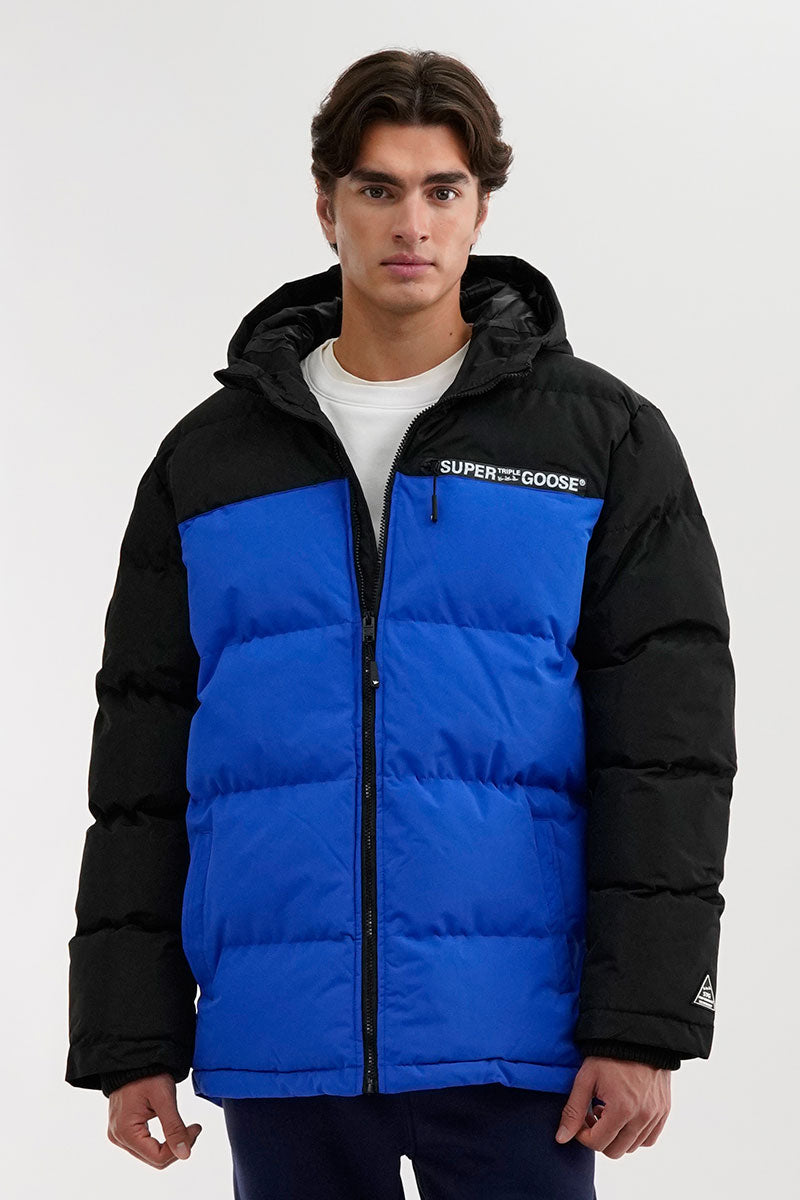 Super Triple Goose Colour Block Bomber Jacket - Blue