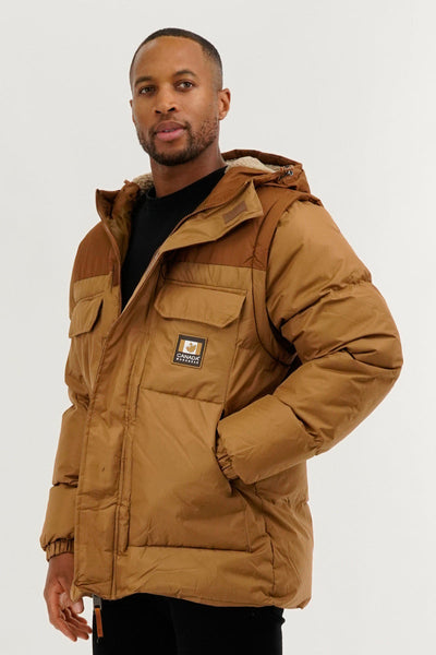 Canada Work Gear Removable Sleeve Parka Jacket - Camel - Mens Parka Jackets - Canada Weather Gear
