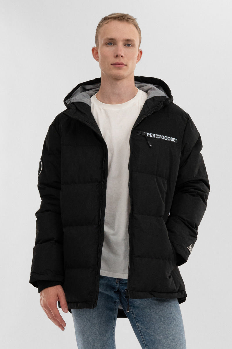 Super Triple Goose Colour Block Bomber Jacket - Black
