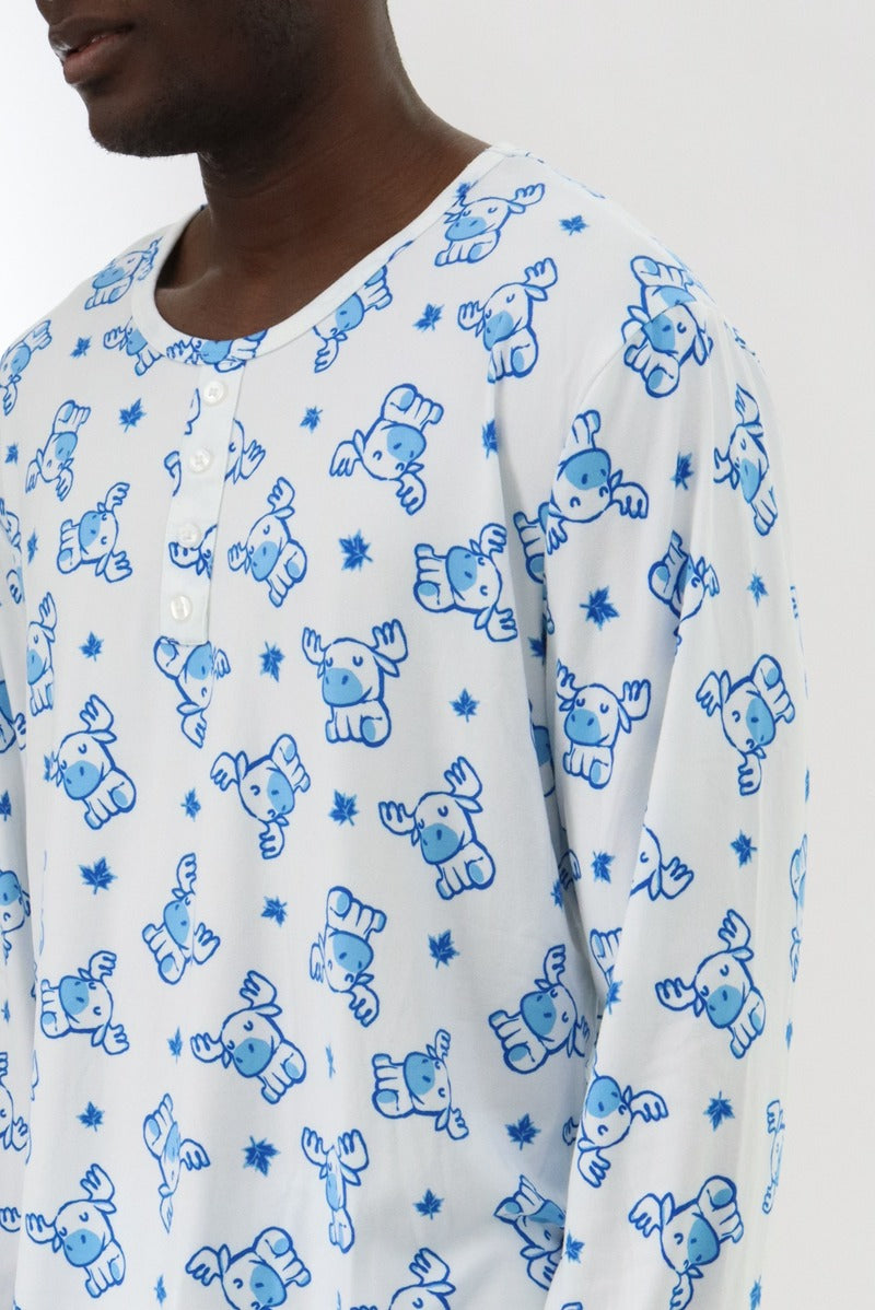 Canada Weather Gear Long Sleeve Holiday Pajama Top - White - Mens Pajamas - Canada Weather Gear