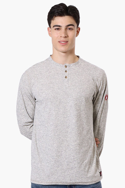 Canada Weather Gear Basic Henley Long Sleeve Top - Grey - Mens Long Sleeve Tops - Canada Weather Gear