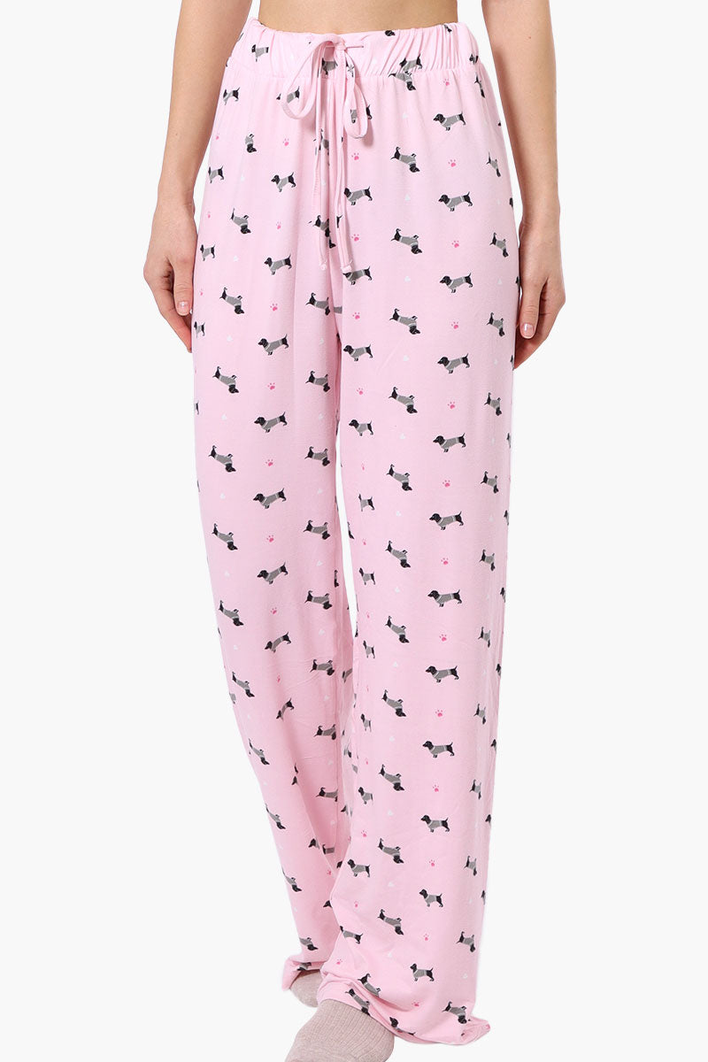 Canada Weather Gear Dachshund Pattern Wide Leg Pajama Pants - Pink - Womens Pajamas - Canada Weather Gear