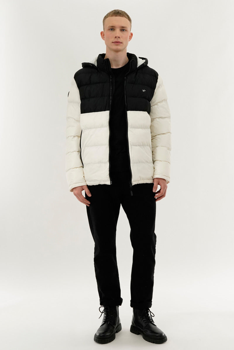 Super Triple Goose Colour Block Puffer Bomber Jacket - White - Mens Bomber Jackets - Canada Weather Gear