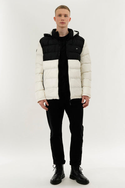 Super Triple Goose Colour Block Puffer Bomber Jacket - White - Mens Bomber Jackets - Canada Weather Gear