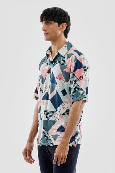 Canada Weather Gear Performance Abstract Geometric Print Polo Shirt - Pink - Mens Polo Shirts - Canada Weather Gear