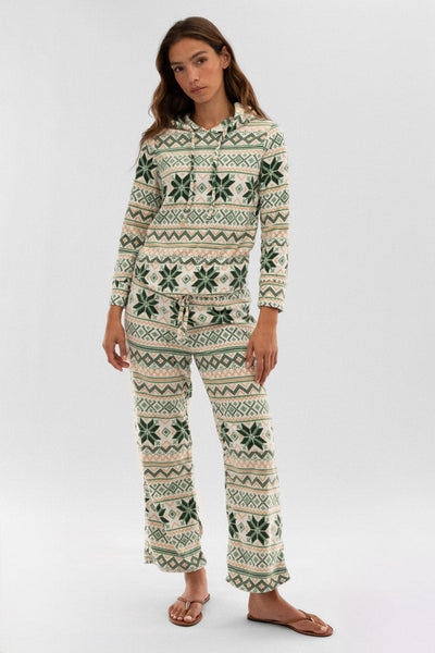 Canada Weather Gear Festive Print Wide Leg Pajama Pants - White - Womens Pajamas - Canada Weather Gear
