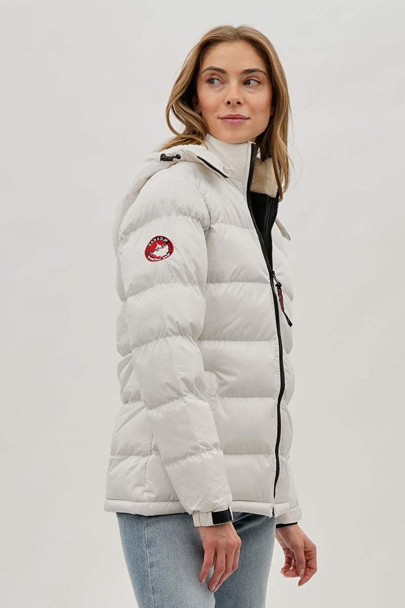 Canada Weather Gear Sherpa Lined Collar Bomber Jacket - White