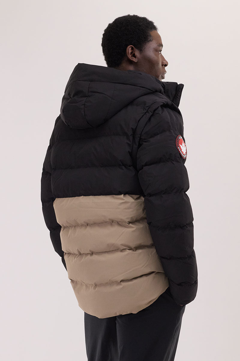 Canada Weather Gear Colour Block Zip Off Sleeve Bomber Jacket - Beige